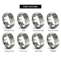 font options for inside engraving on silver bushido kanji circle rings