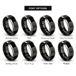 font options for inside engraving on black & gray butter knife rings