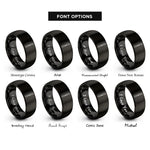 font options for inside engraving on black butter knife rings