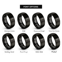 font options for inside engraving on black butter knife rings