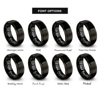 font options for inside engraving on black butter knife rings