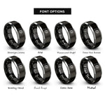 font options for inside engraving on black & gray butterfly daisy rings