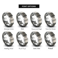 font options for inside engraving on gray butterfly daisy rings