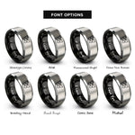 font options for inside engraving on black & gray butterfly heart rings