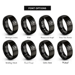 font options for inside engraving on black butterfly heart rings