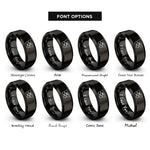 font options for inside engraving on black butterfly heart rings