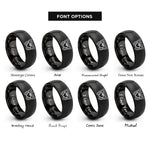 font options for inside engraving on black butterfly pair heart rings