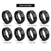 font options for inside engraving on black butterfly pair heart rings