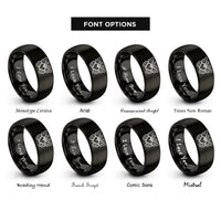 font options for inside engraving on black butterfly pair heart rings