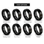 font options for inside engraving on black butterfly pair heart rings