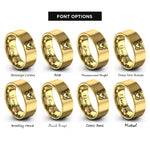 font options for inside engraving on gold butterfly pair heart rings