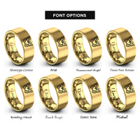 font options for inside engraving on gold butterfly pair heart rings