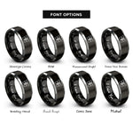 font options for inside engraving on black & grey butterfly paw circle rings