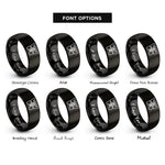 font options for inside engraving on black butterfly paw circle rings