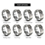 font options for inside engraving on grey butterfly paw circle rings