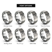 font options for inside engraving on grey butterfly paw circle rings