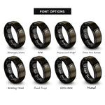 font options for inside engraving on gunmetal & black butterfly paw circle rings
