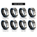 font options for inside engraving on black & blue & silver butterflyfish rings