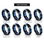 font options for inside engraving on blue & grey butterflyfish rings