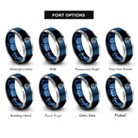 font options for inside engraving on blue & grey butterflyfish rings