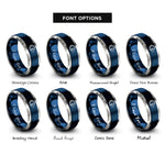 font options for inside engraving on blue & gray butterflyfish rings