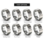 font options for inside engraving on silver butterflyfish rings