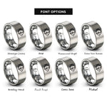 font options for inside engraving on grey butterflyfish rings