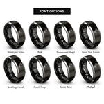 font options for inside engraving on black & silver buzzbait rings