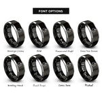 font options for inside engraving on black & silver bypass switch rings