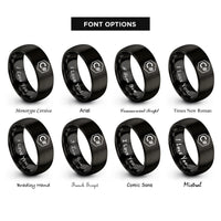 font options for inside engraving on black c# rings