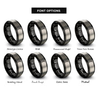 font options for inside engraving on black & gray c clamp rings