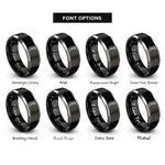 font options for inside engraving on black & grey c clamp rings