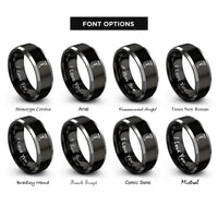 font options for inside engraving on black & grey c clamp rings
