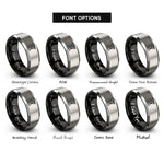 font options for inside engraving on black & gray c clamp rings