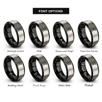 font options for inside engraving on black & silver c clamp rings