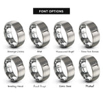 font options for inside engraving on silver c clamp rings