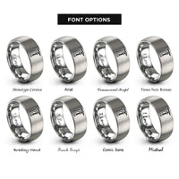font options for inside engraving on silver c clamp rings