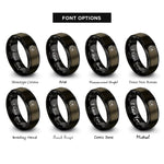 font options for inside engraving on gunmetal & black c# rings