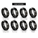 font options for inside engraving on black & grey cabin pines rings