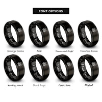 font options for inside engraving on black cabin pines rings