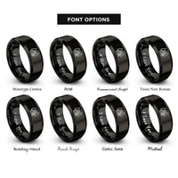 font options for inside engraving on black cabin pines rings