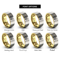 font options for inside engraving on gold & silver cabin pines rings