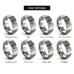 font options for inside engraving on silver cabin pines rings