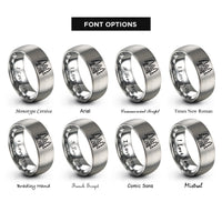font options for inside engraving on silver cabin pines rings
