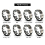 font options for inside engraving on silver cabin pines rings
