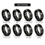 font options for inside engraving on black & silver cabin smoke rings