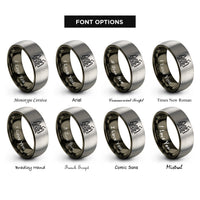font options for inside engraving on gunmetal & silver cabin smoke rings
