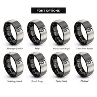 font options for inside engraving on black & grey cable car rings