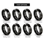 font options for inside engraving on black & silver cable car rings
