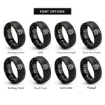 font options for inside engraving on black cable car rings